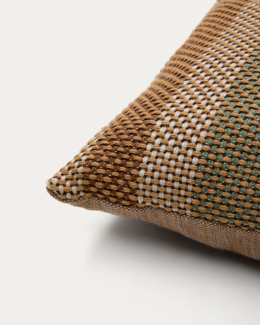 Cushion cover Lunet 100% PET with beige and green stripes 45 x 45 cm