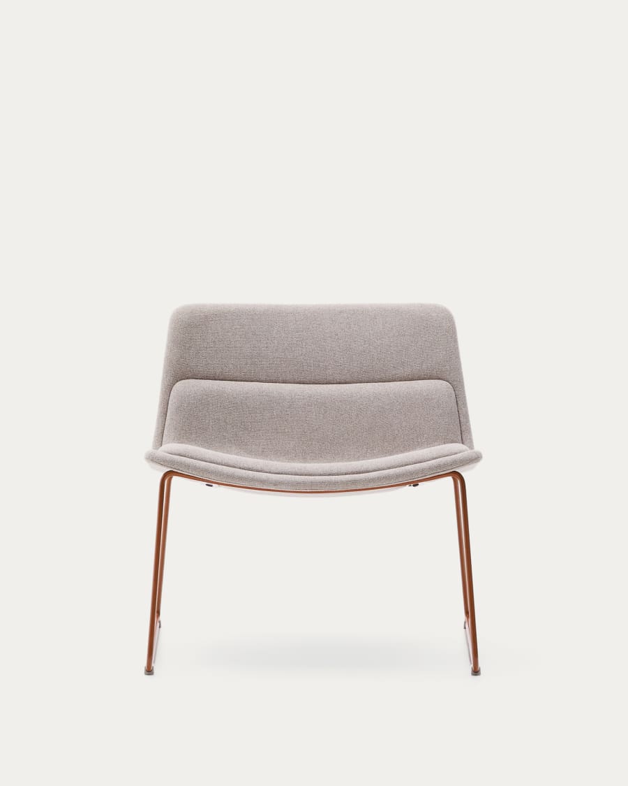 Zahara beige armchair with steel legs and FSC 100% terracotta finish