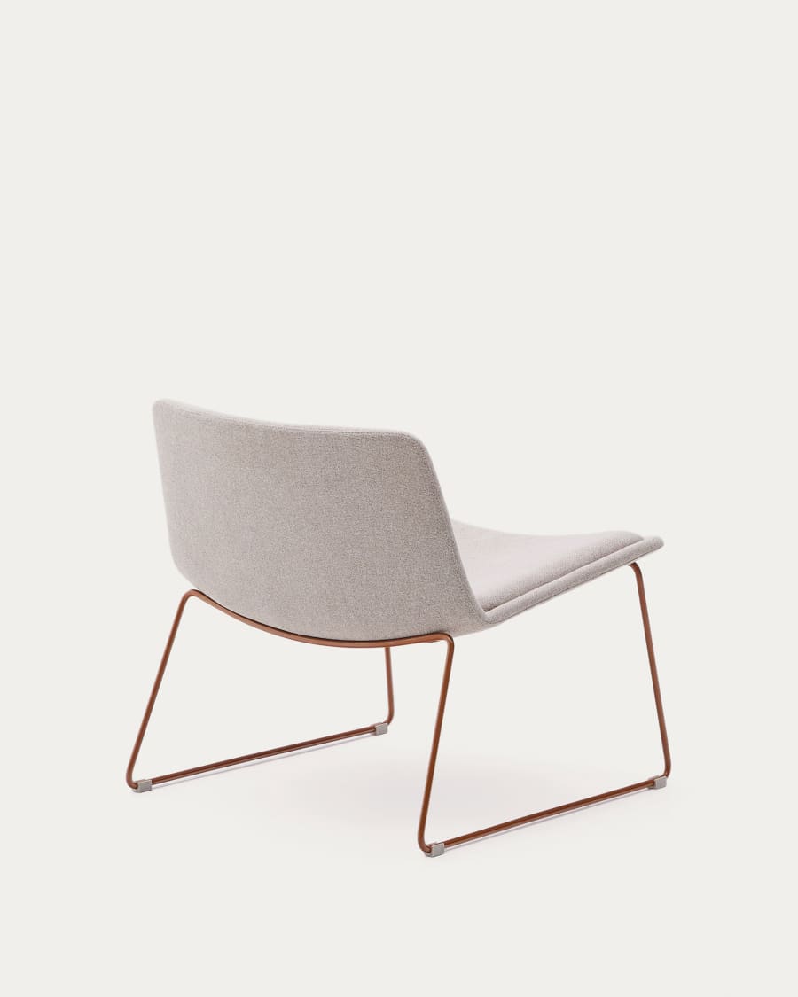 Zahara beige armchair with steel legs and FSC 100% terracotta finish