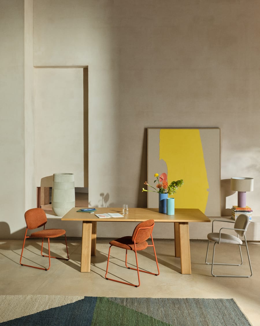 Arlen extendable table in solid oak wood and veneer with a natural finish 200(250)x95cm FSC Mix Credit