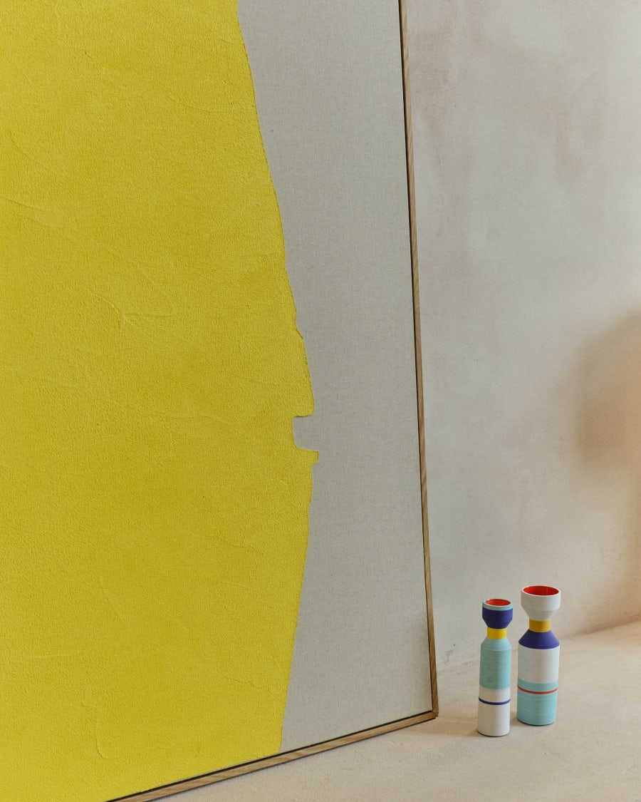 Kelta hand-painted yellow linen abstract picture 140 x 170cm