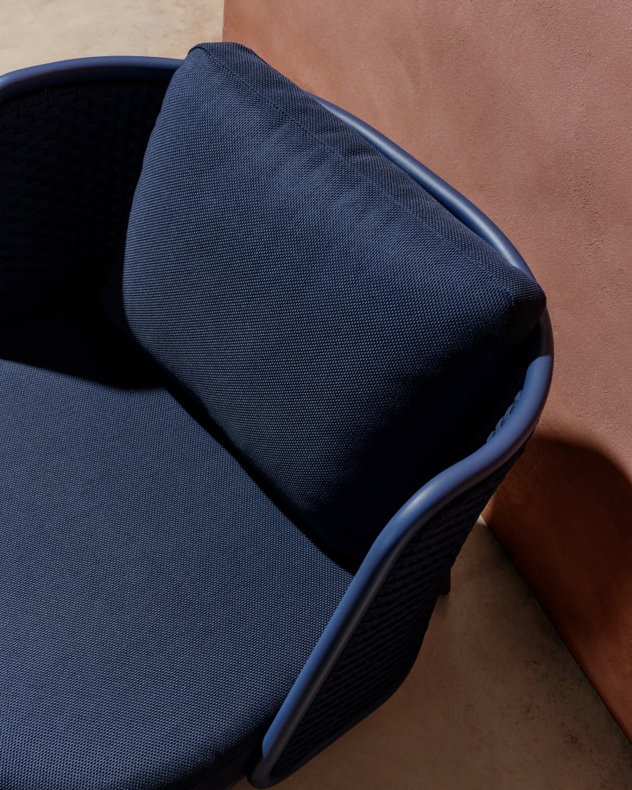 Sedalis outdoor armchair in aluminium and blue rope cord