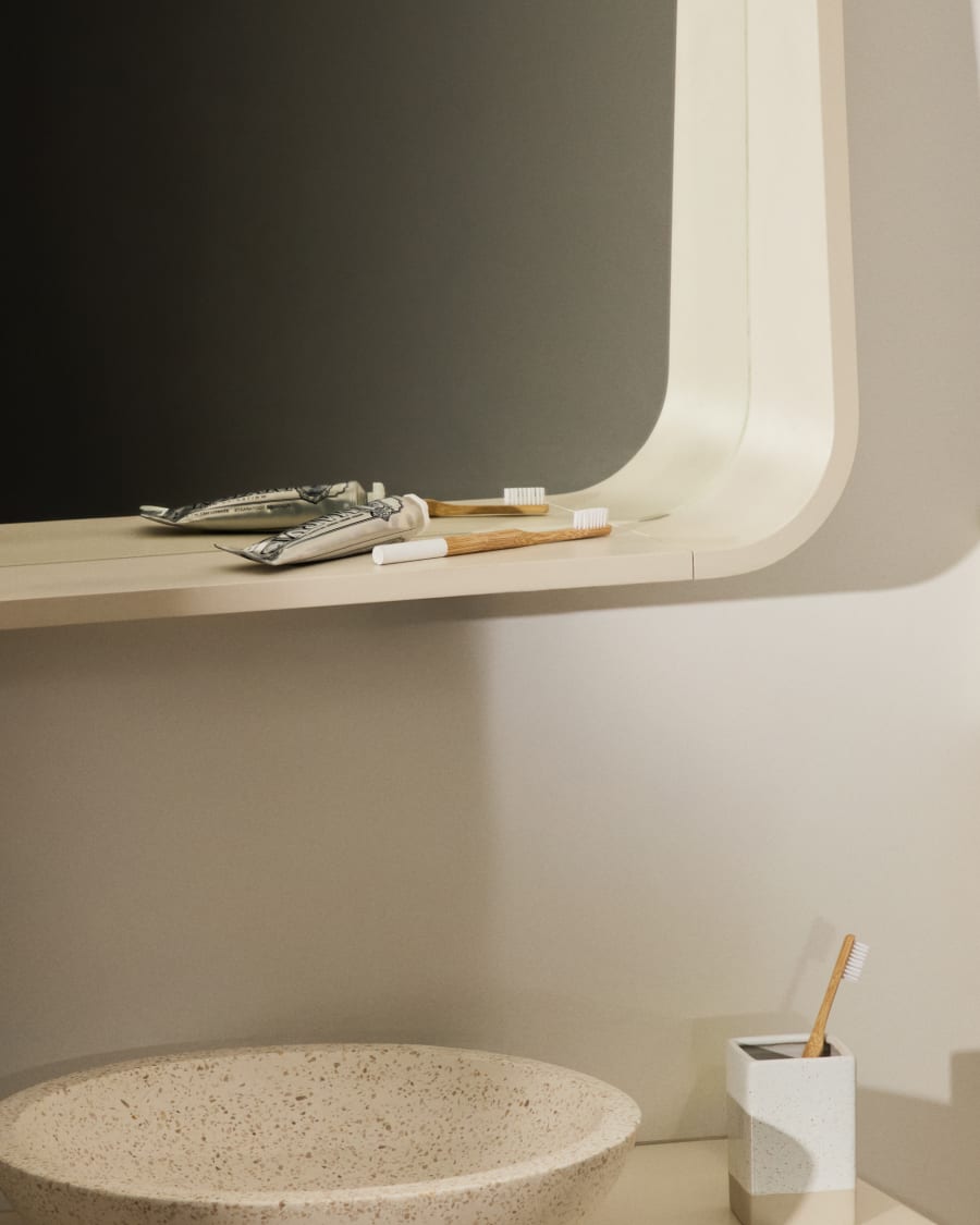 Salaya mirror in lacquered beige ash laminated plywood 90 x 60 cm