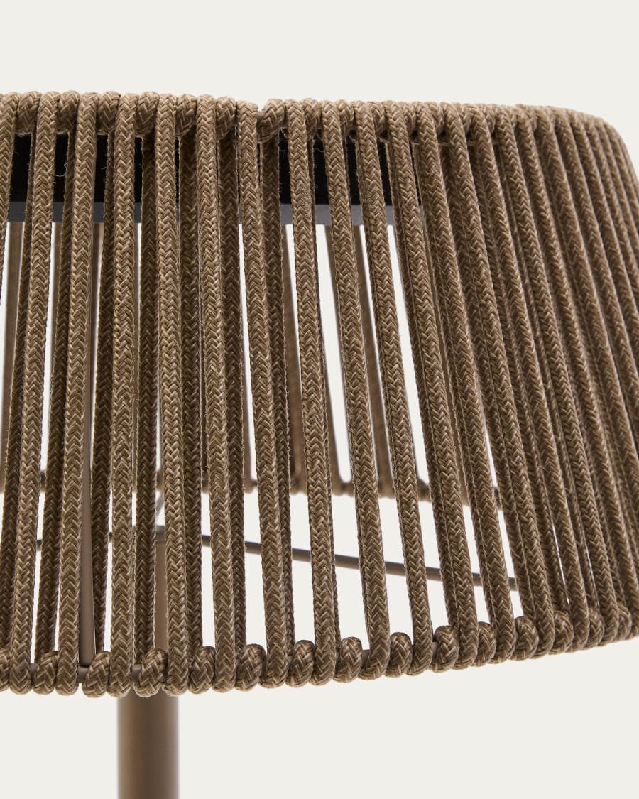 Aldet outdoor solar floor lamp in beige mottled rope cord with beige metal stand Ø46cm