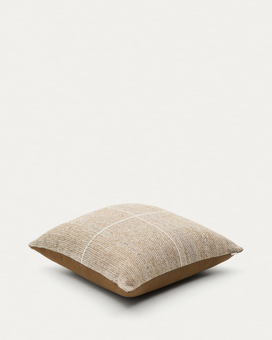 Housse de coussin de sol Nalian 100% PET à carreaux beige 70 x 70 cm