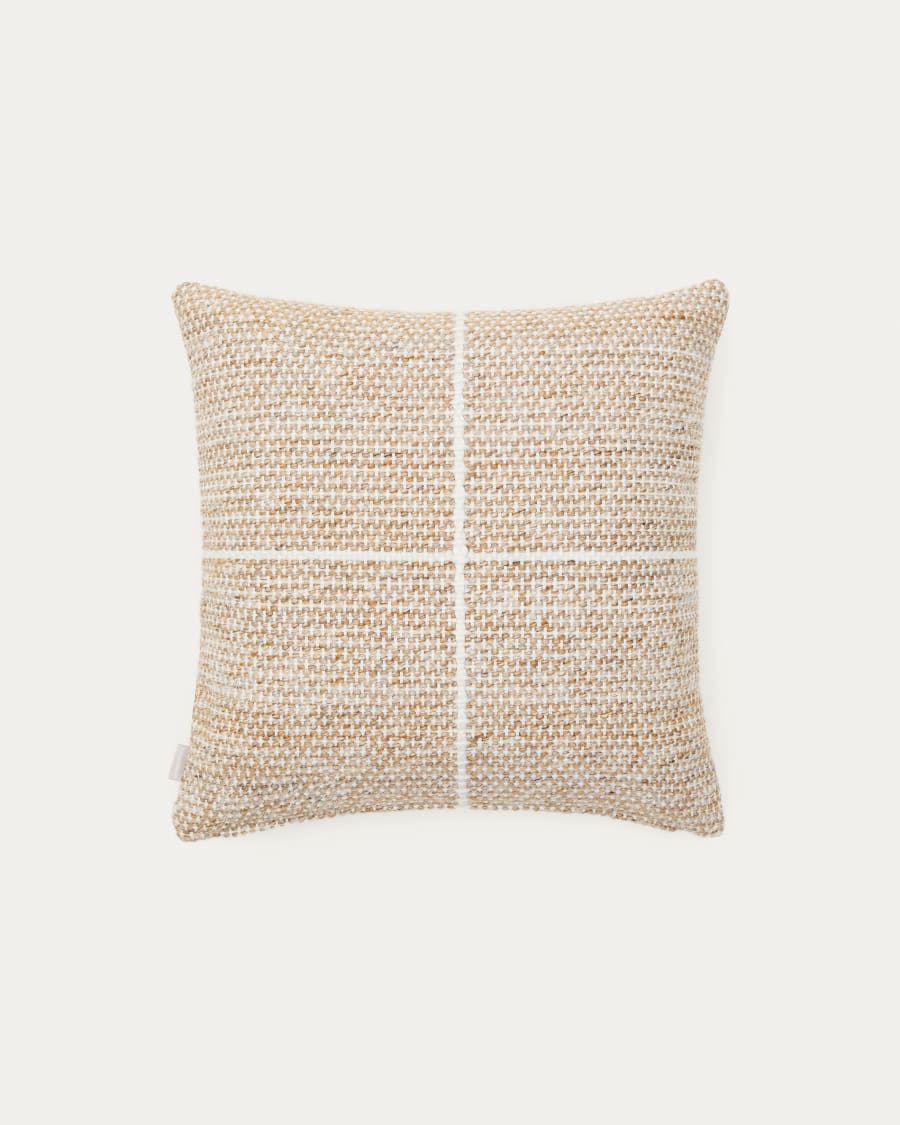 Cushion cover Nalian 100% PET with beige checks 45 x 45 cm