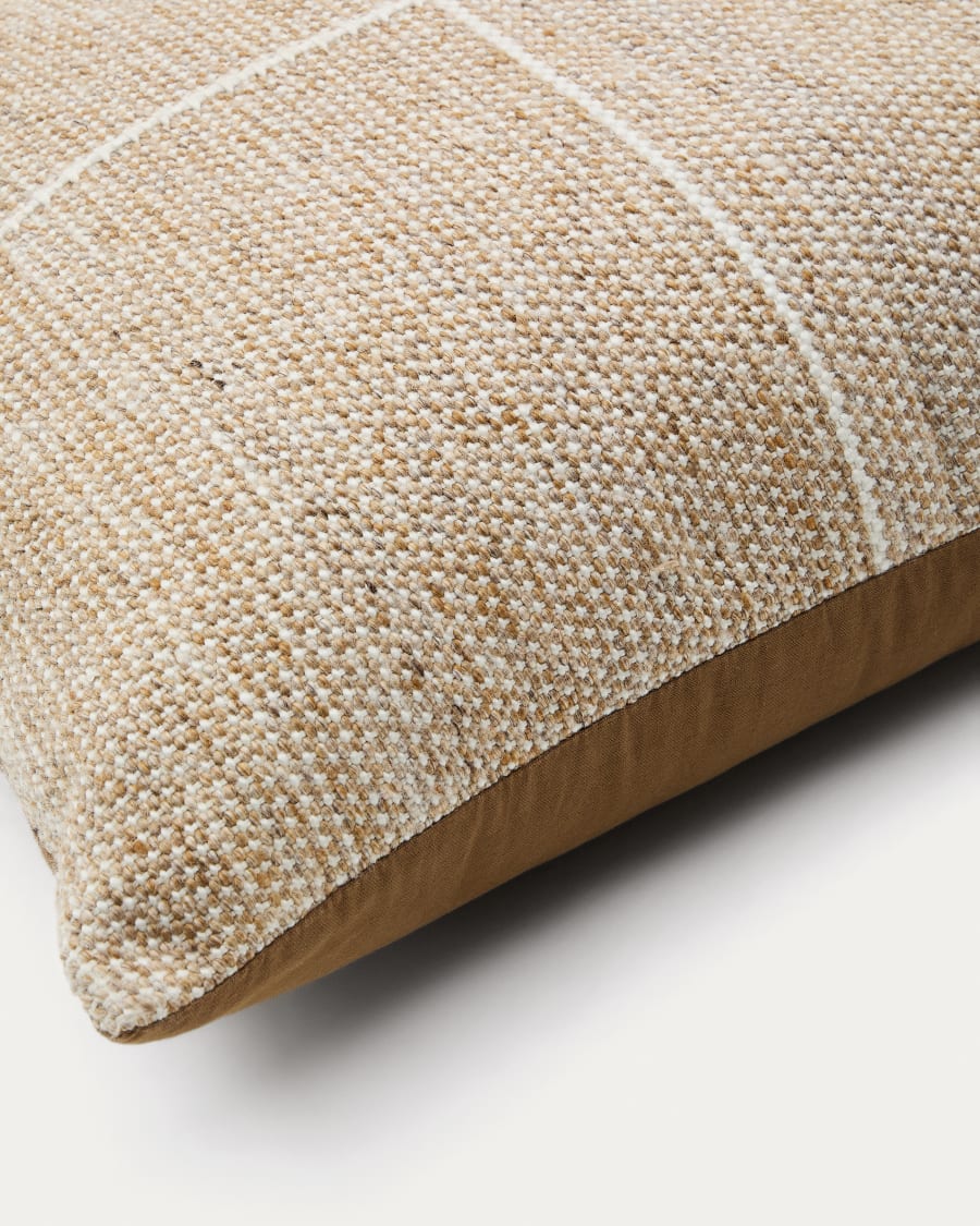 Housse de coussin de sol Nalian 100% PET à carreaux beige 70 x 70 cm