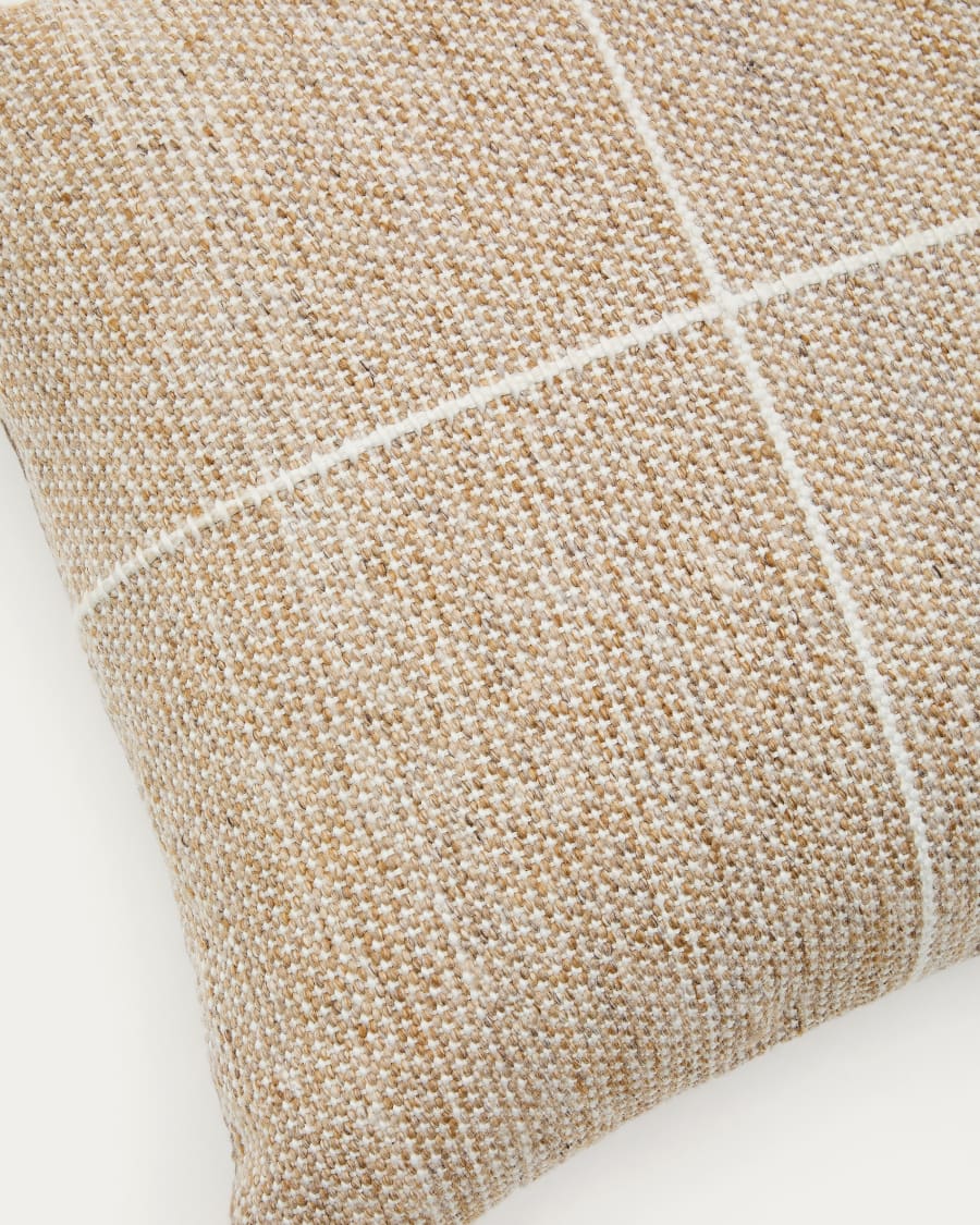 Housse de coussin de sol Nalian 100% PET à carreaux beige 70 x 70 cm