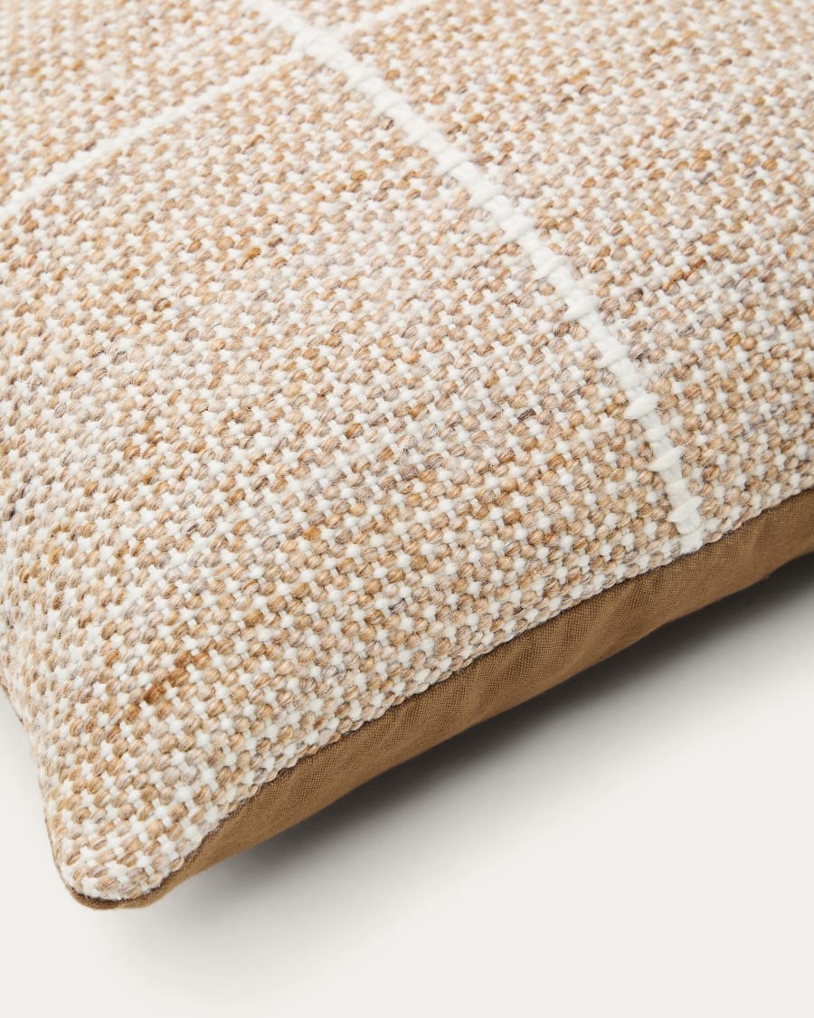 Cushion cover Nalian 100% PET with beige checks 45 x 45 cm