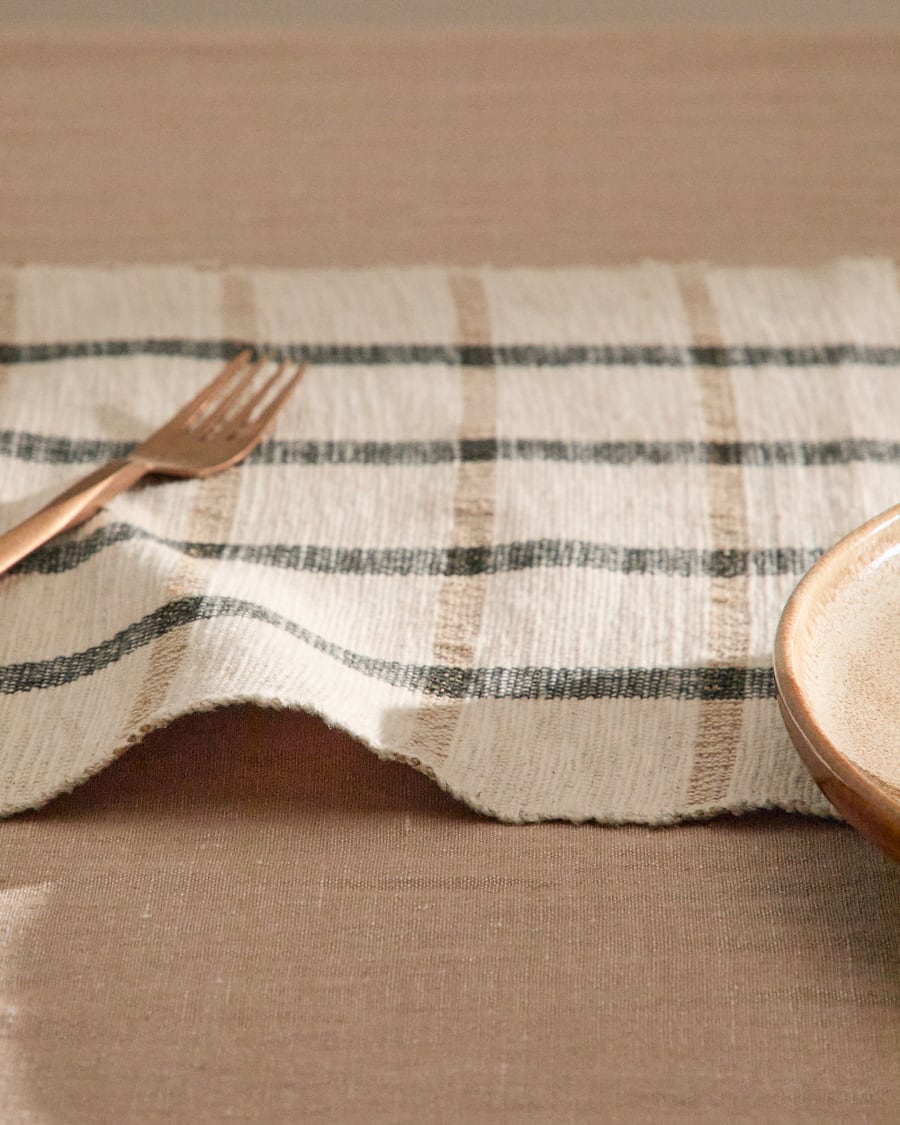 Set Gridal mit 4 Tischsets aus Jute in Beige und Schwarz 50 x 35 cm