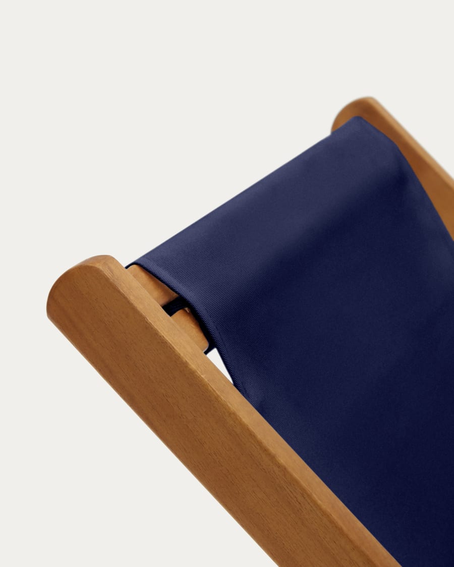 Transat pliant d’extérieur Adredna bleu en bois d’acacia FSC 100 %