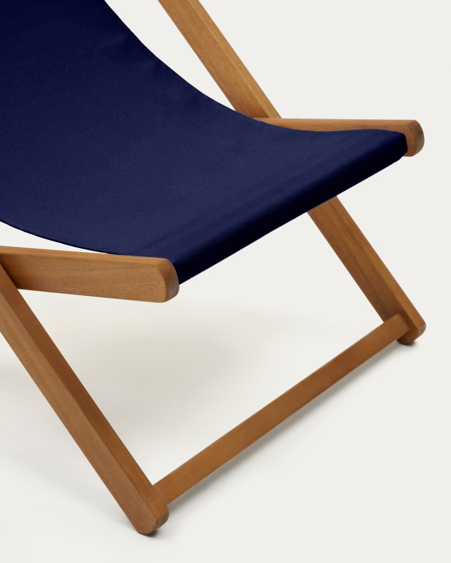 Transat pliant d’extérieur Adredna bleu en bois d’acacia FSC 100 %