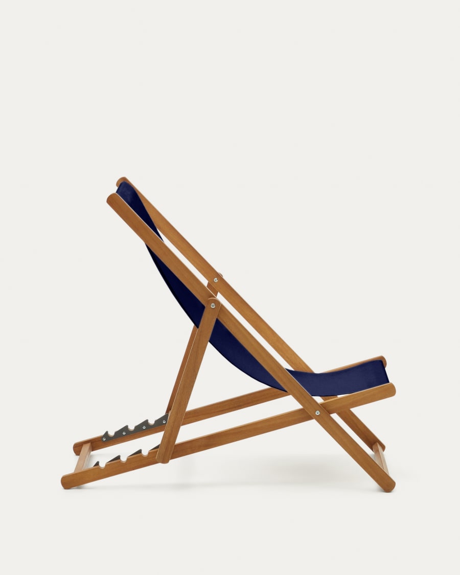 Transat pliant d’extérieur Adredna bleu en bois d’acacia FSC 100 %