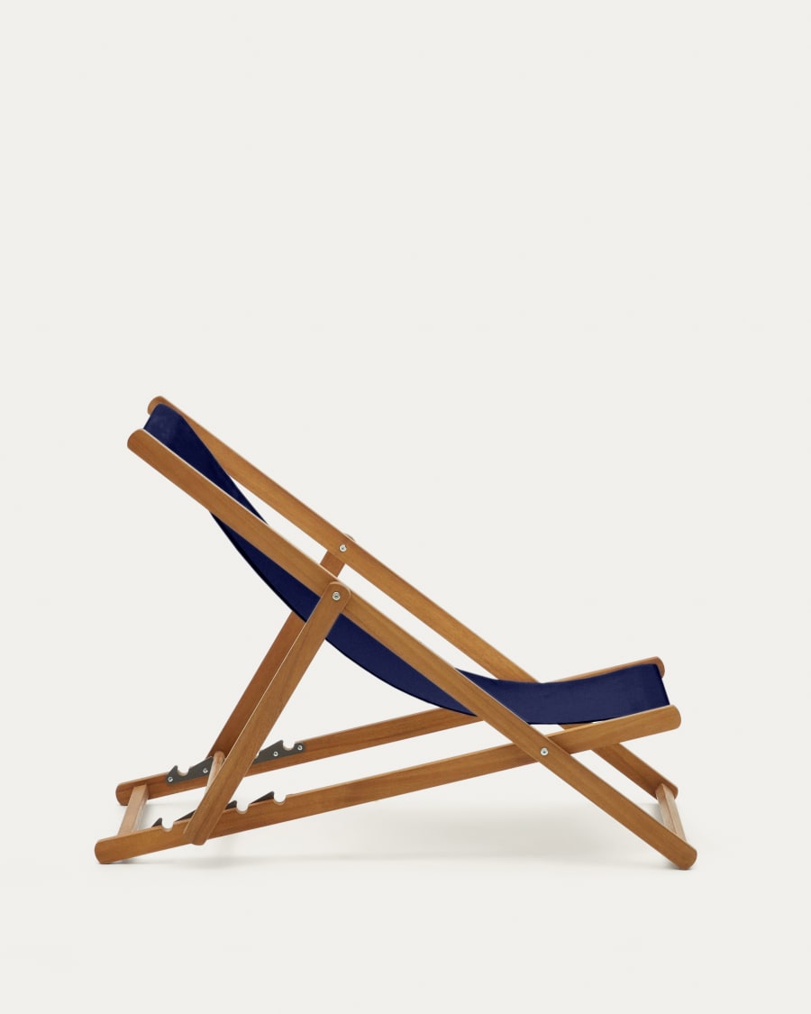 Transat pliant d’extérieur Adredna bleu en bois d’acacia FSC 100 %