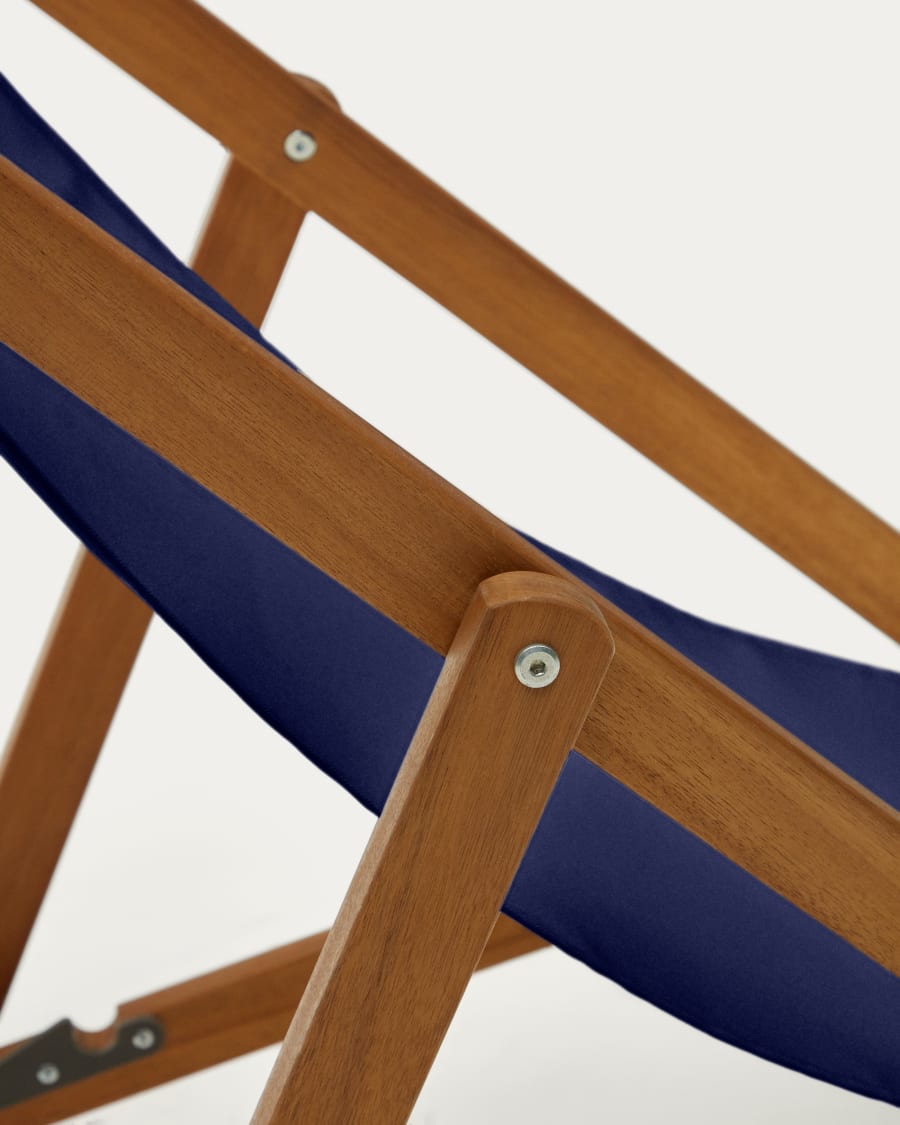 Transat pliant d’extérieur Adredna bleu en bois d’acacia FSC 100 %