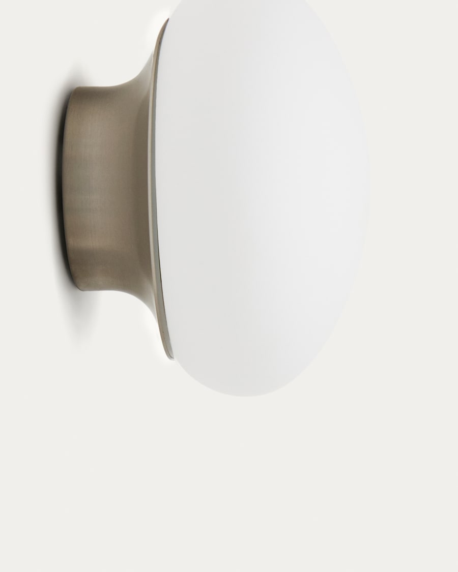 Wandleuchte Bamila aus Rauchglas und Nickel Ø 15 cm
