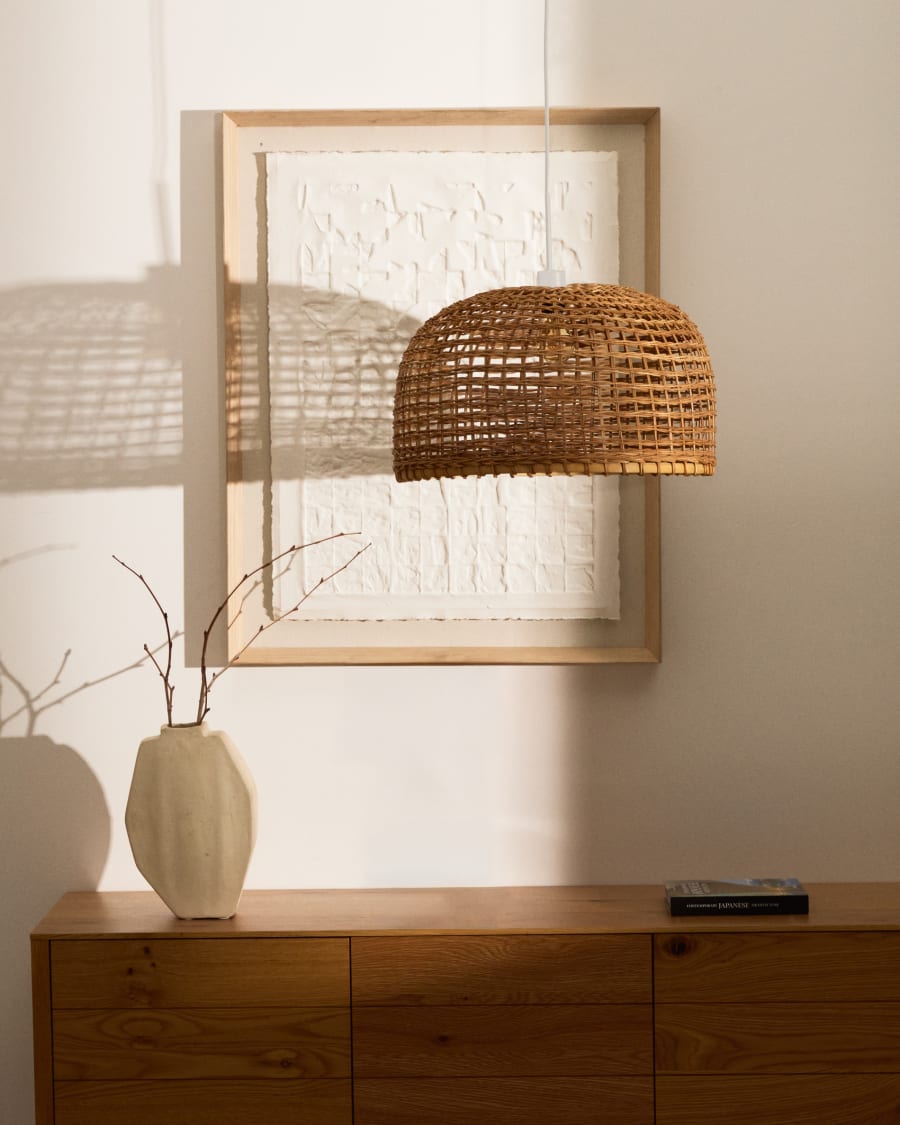 Lampenschirm für Deckenleuchte Dakira aus Naturfaser mit Finish in natürlichem Farbton Ø 52 cm