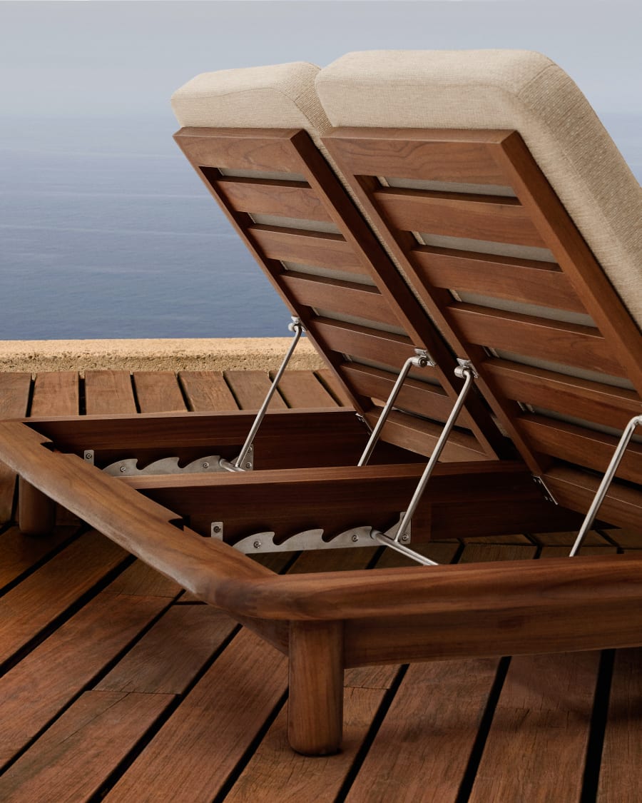 Turqueta double sun lounger made of FSC 100% solid teak wood