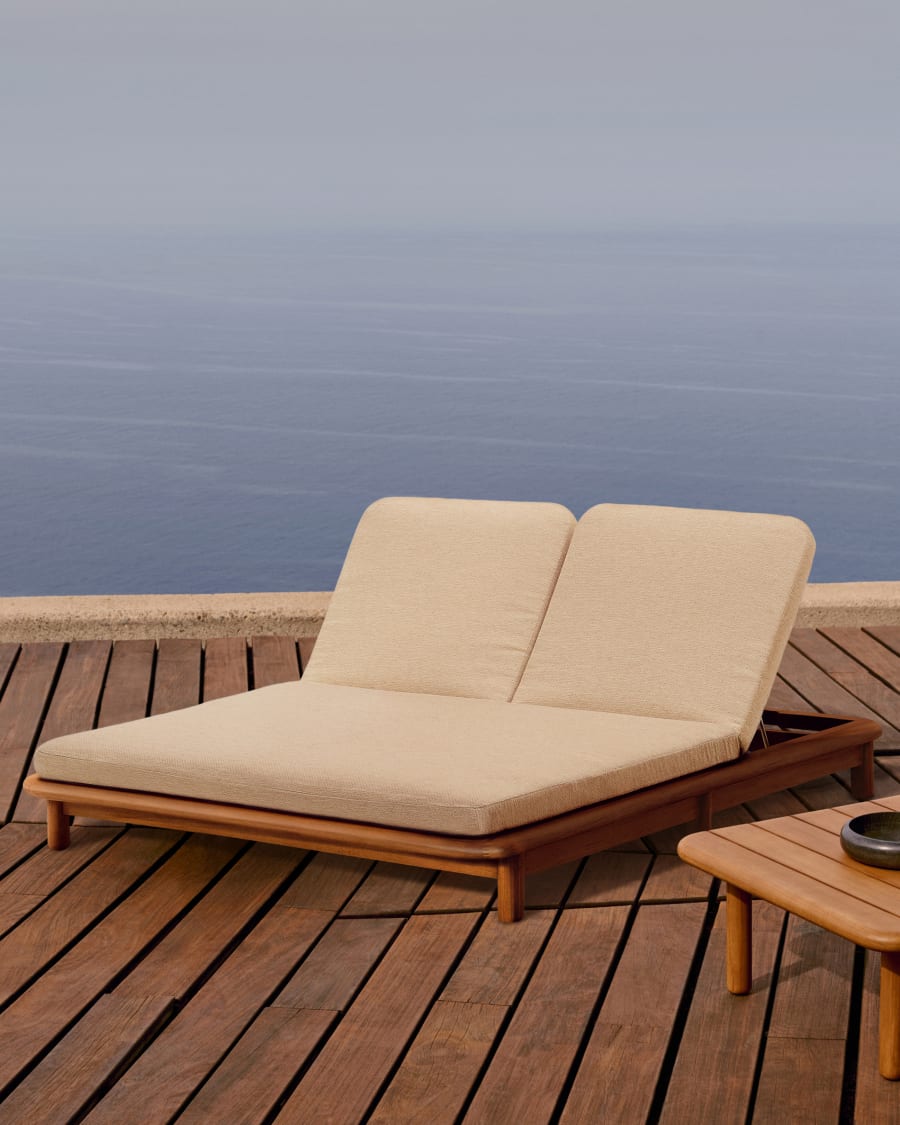 Turqueta double sun lounger made of FSC 100% solid teak wood