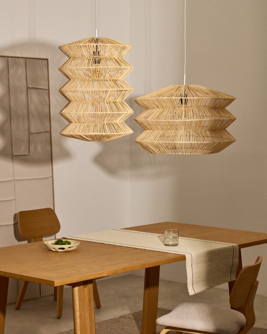 Dakit ceiling lamp shade in rattan with light finish 60 x 39cm