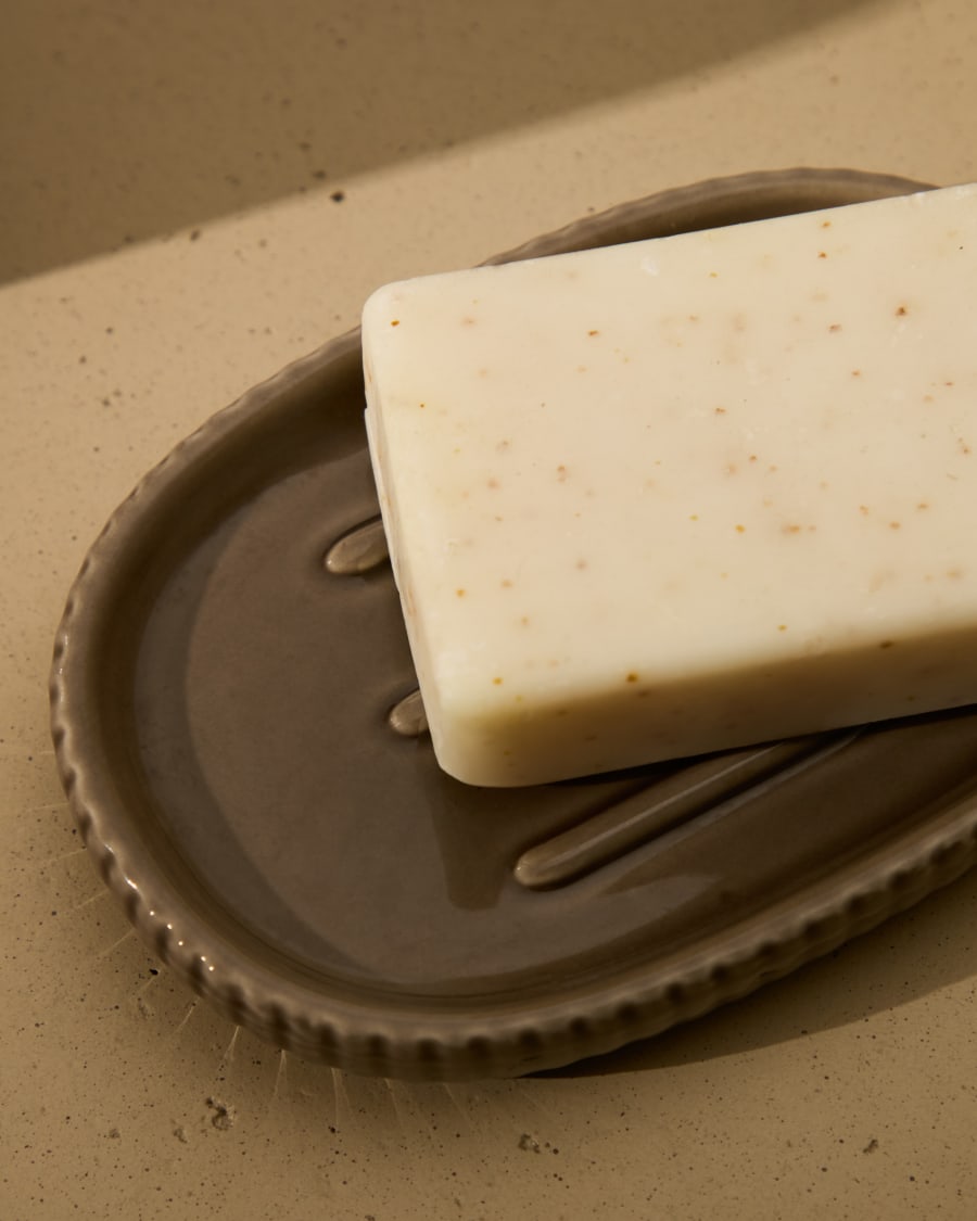Selime brown stoneware soap dish