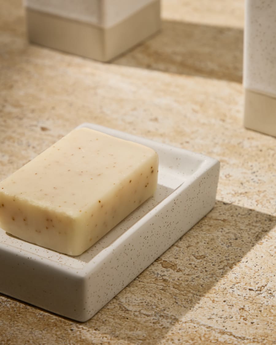 Careli beige stoneware soap dish