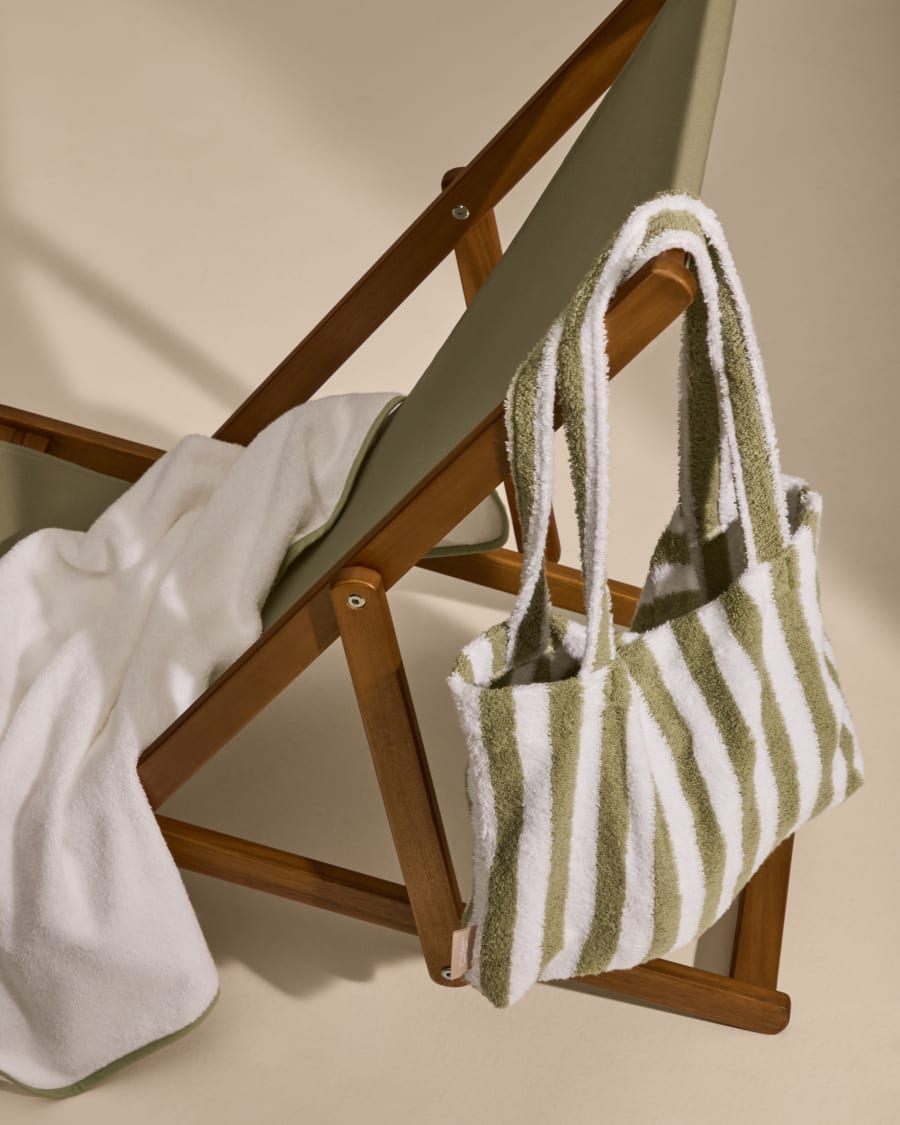 Tasche Nuni aus weiß und grün gestreifter Baumwolle