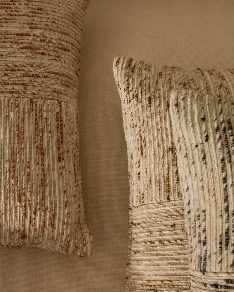 Anuba beige and black checked jacquard cushion cover 45 x 45cm