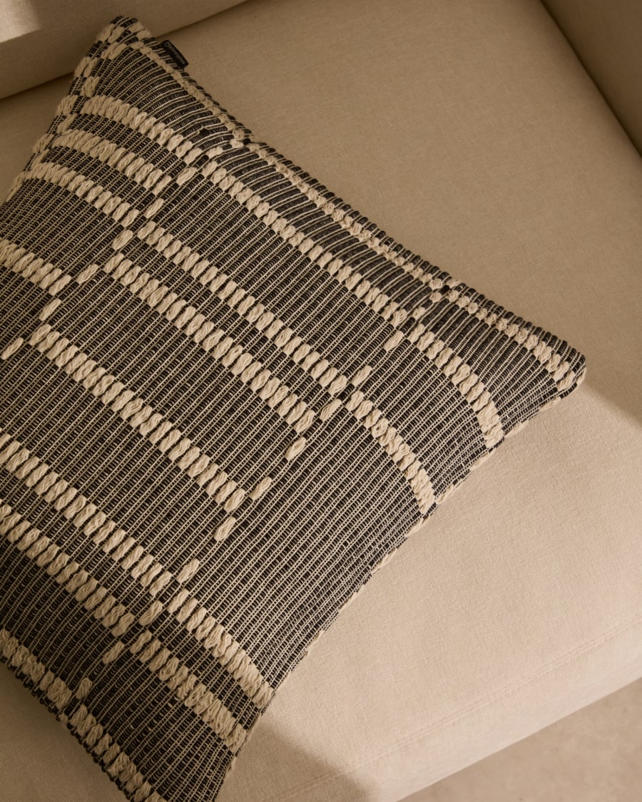 Kavri black and beige cotton cushion cover 50 x 50cm