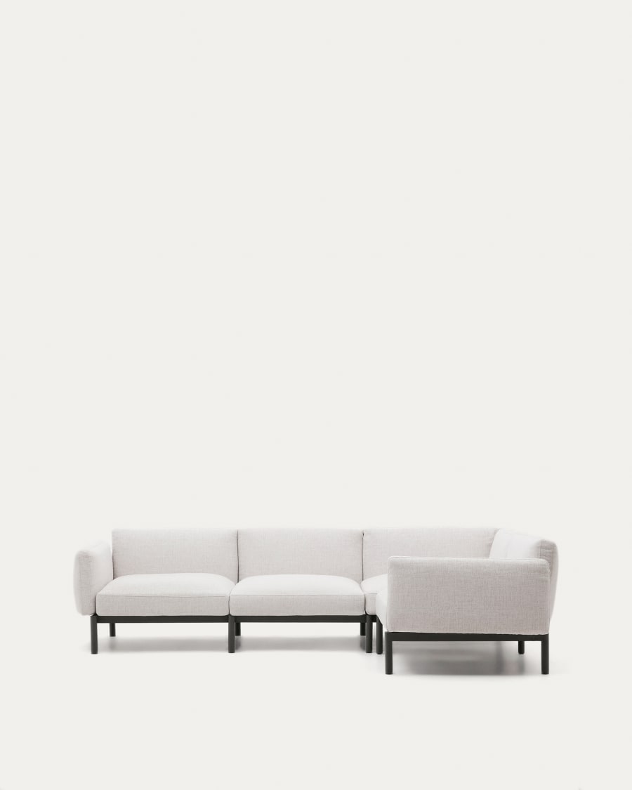 Sorells outdoor modular 5-seater corner sofa with beige upholstery and grey aluminium 276 x 191.5cm