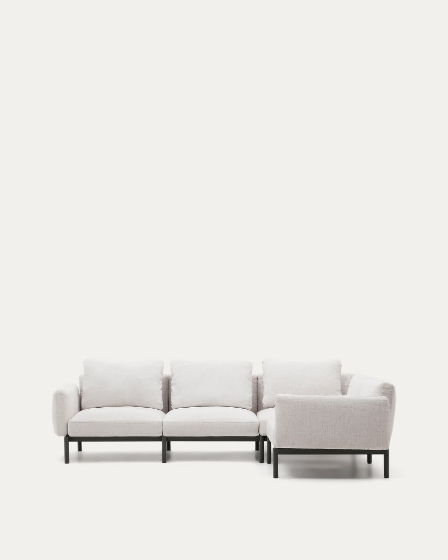 Sorells outdoor modular 5-seater corner sofa with beige upholstery and grey aluminium 276 x 191.5cm