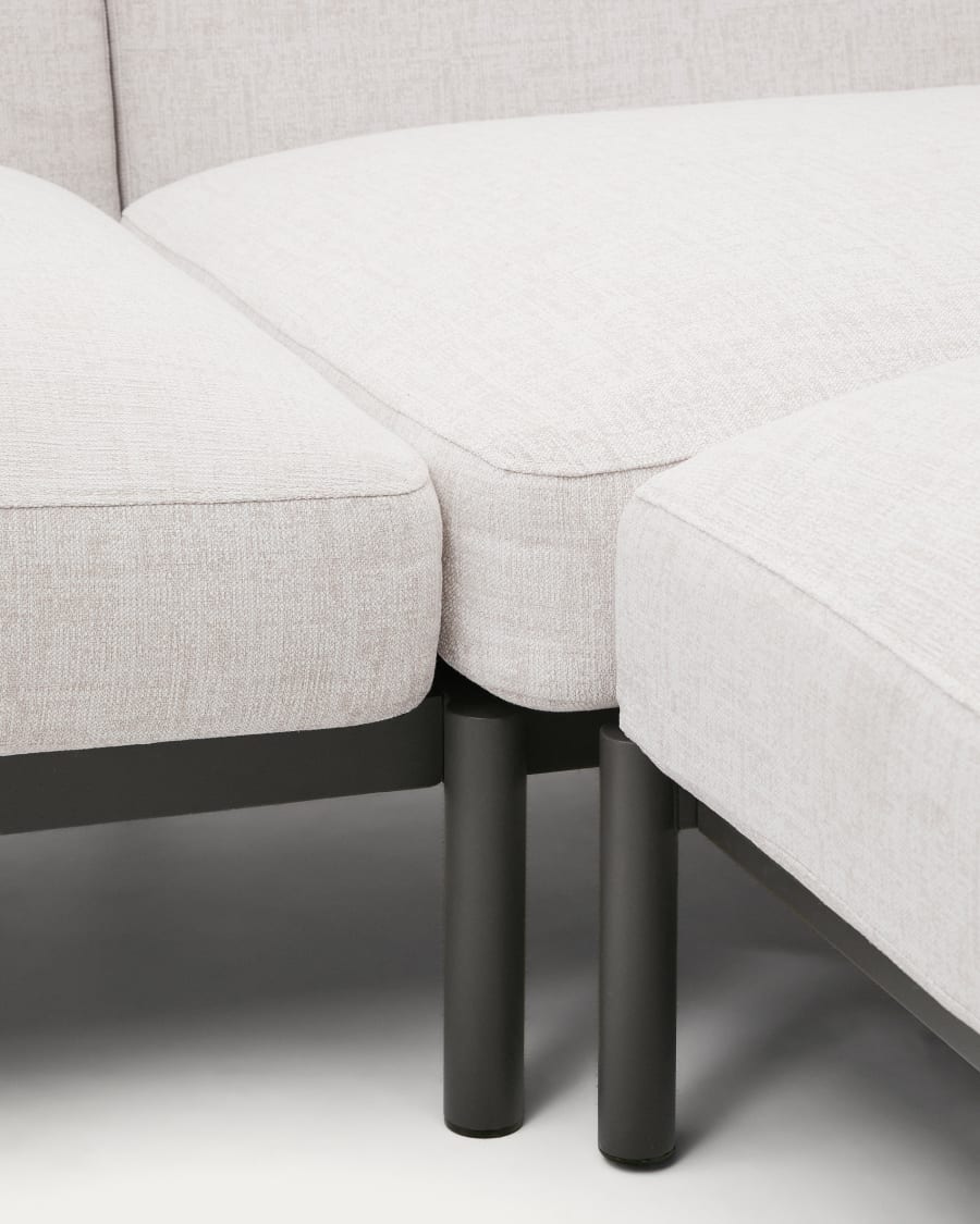 Sorells outdoor modular 5-seater corner sofa with beige upholstery and grey aluminium 276 x 191.5cm