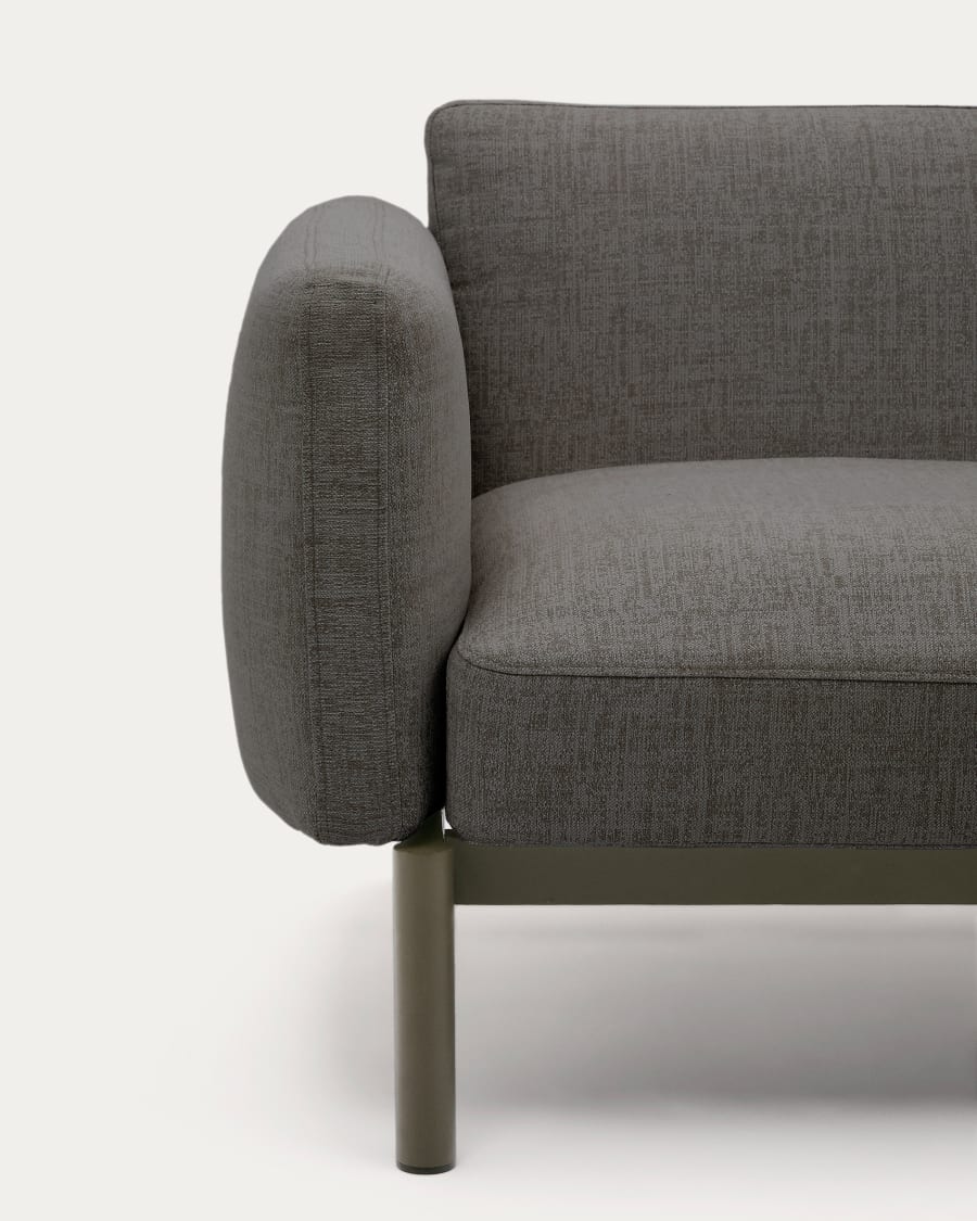 Sorells outdoor modular armchair with grey upholstery and green aluminium