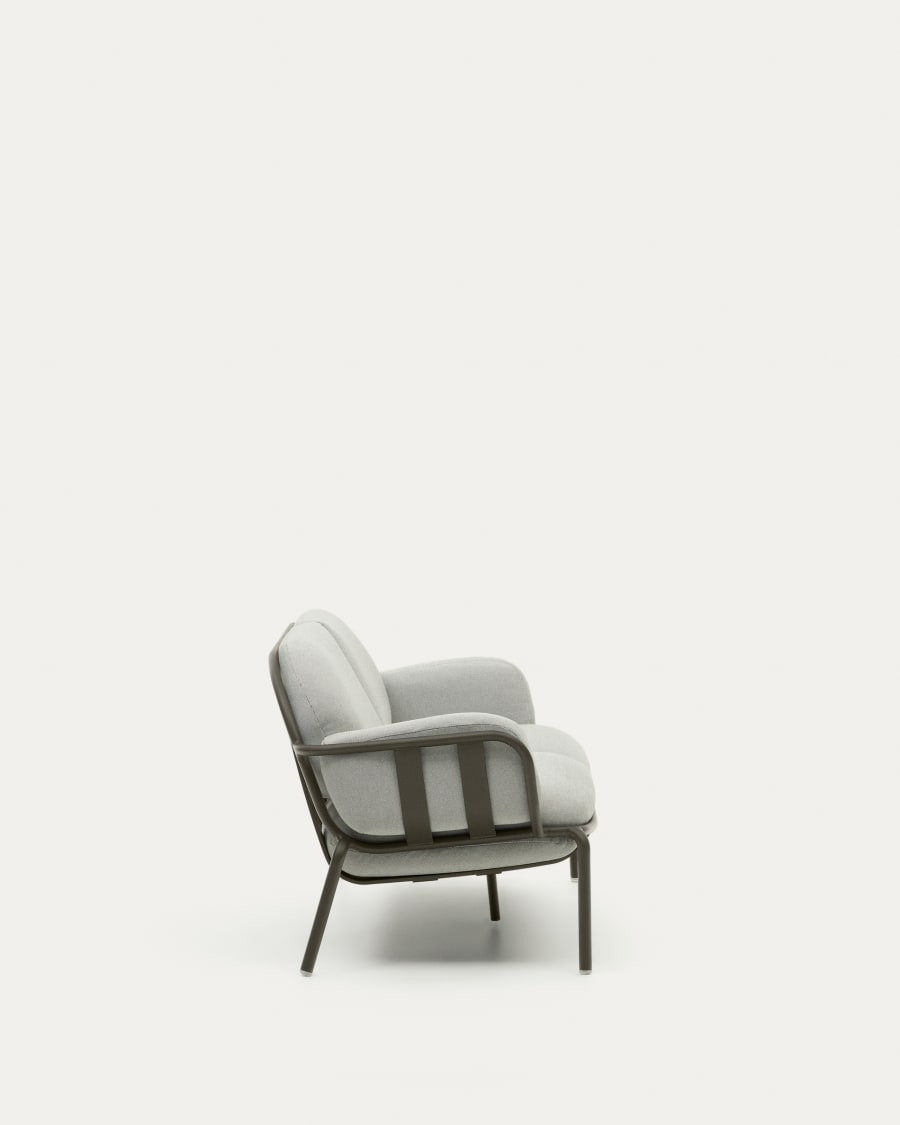 Joncols outdoor 2-seater sofa with grey upholstery and aluminium with green painted finish 164cm