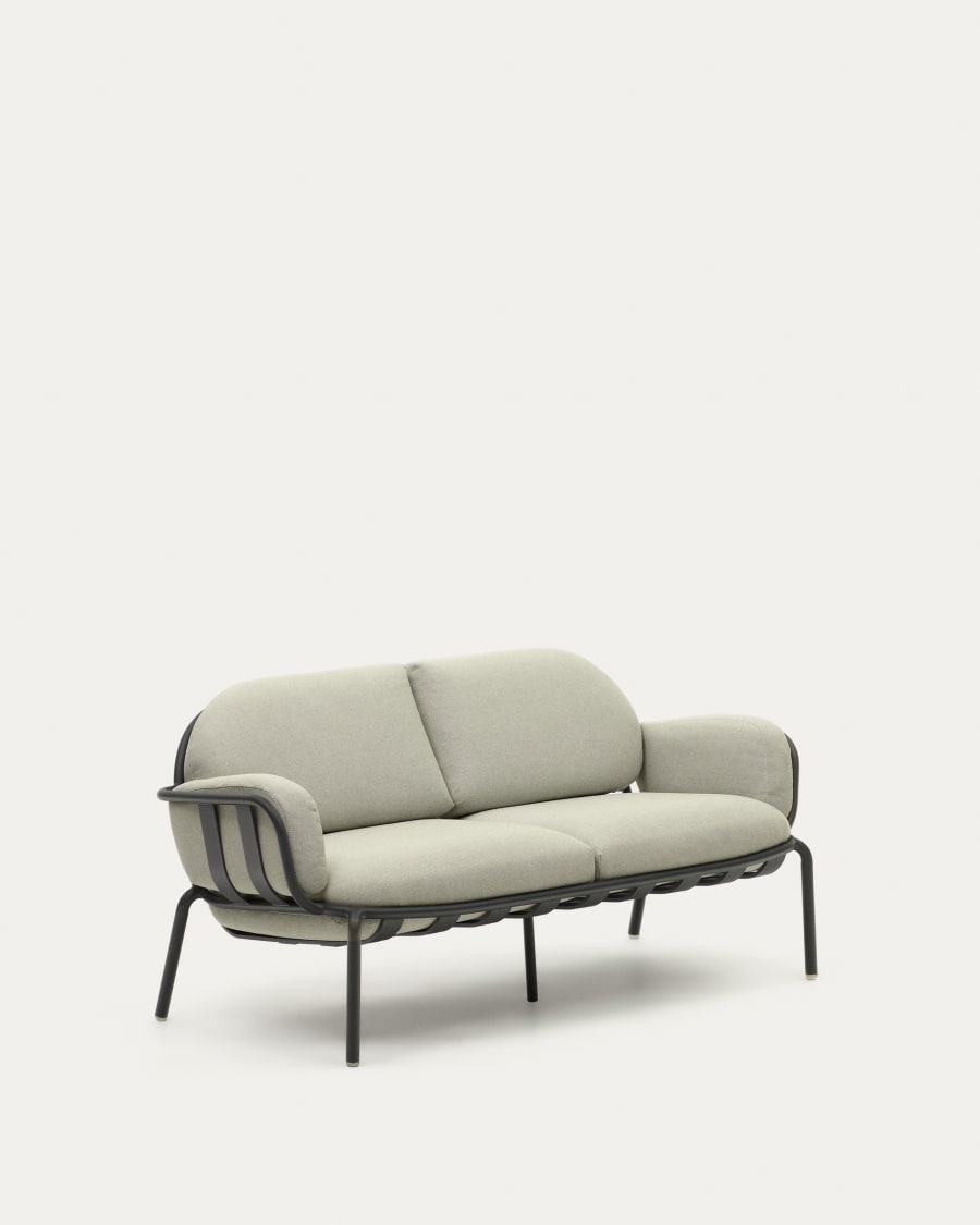 Joncols outdoor 2-seater sofa with beige upholstery and aluminium with grey painted finish 164cm