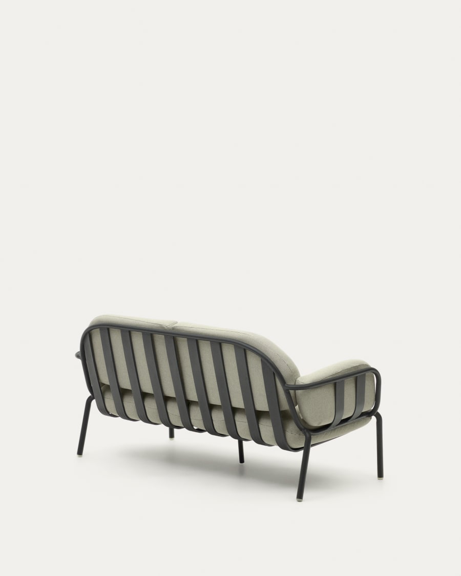 Joncols outdoor 2-seater sofa with beige upholstery and aluminium with grey painted finish 164cm