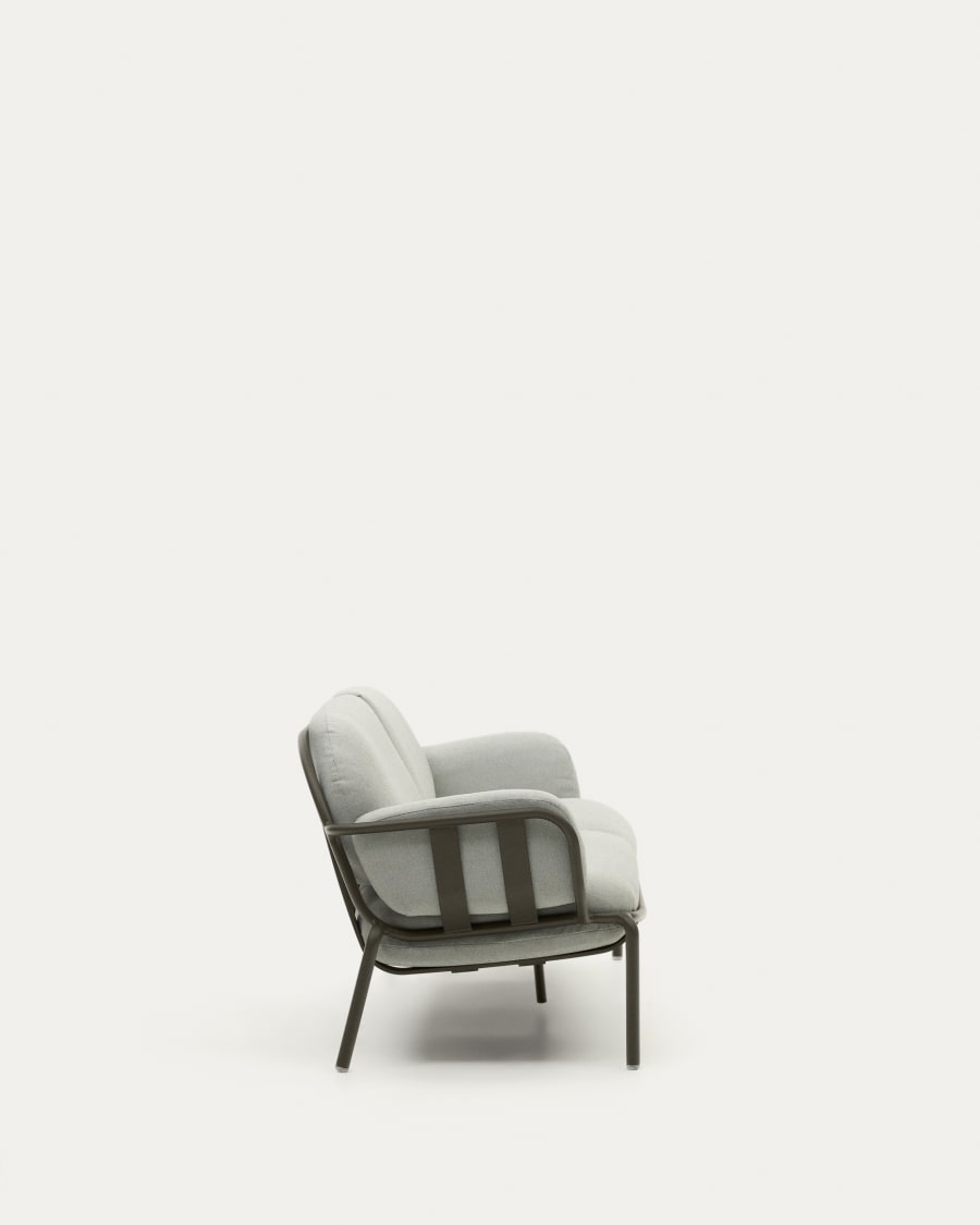 Joncols outdoor 3-seater sofa with grey upholstery and aluminium with green painted finish 225cm