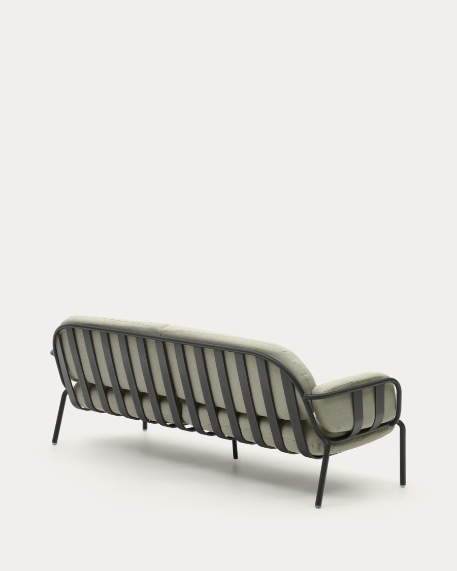 Joncols outdoor 3-seater sofa with beige upholstery and aluminium with grey painted finish 225cm