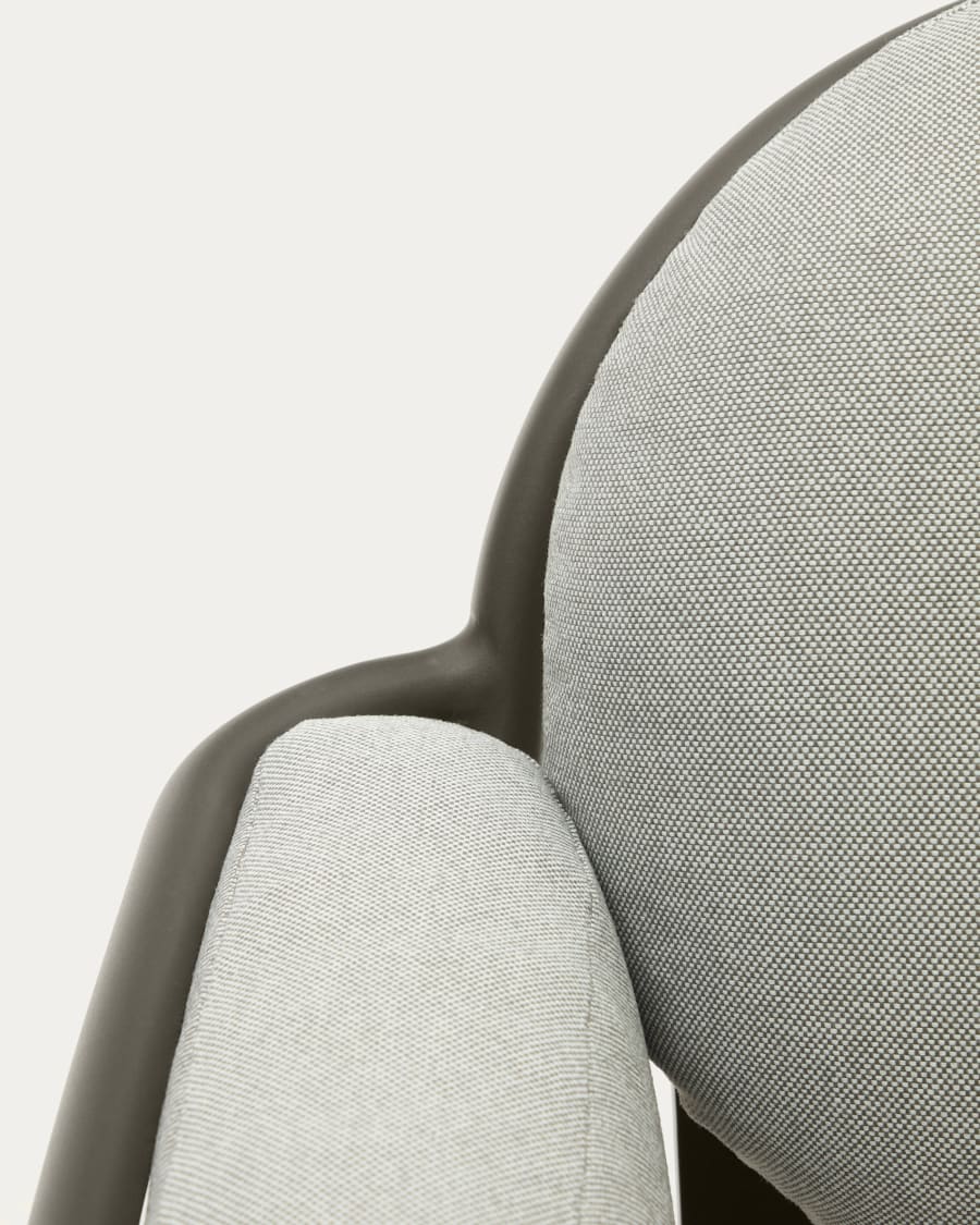 Joncols outdoor armchair with grey upholstery and aluminium with green painted finish