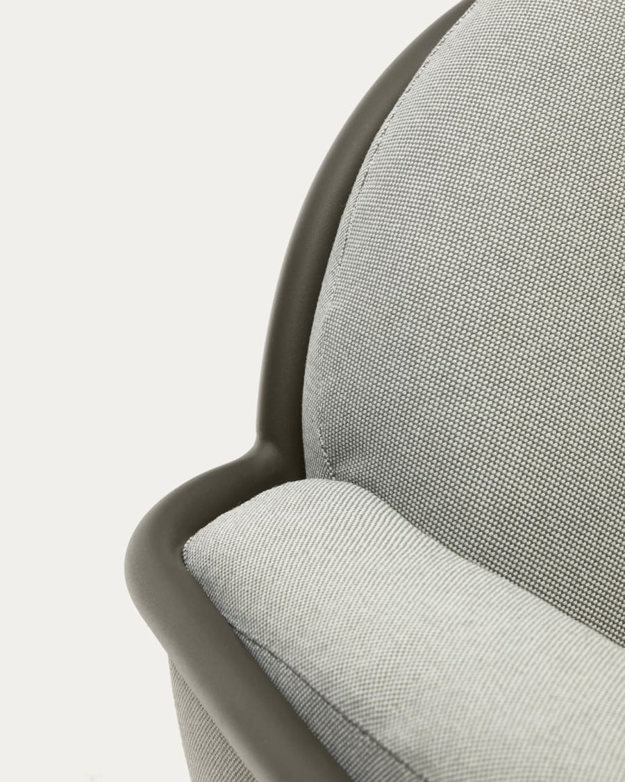 Joncols outdoor 2-seater sofa with grey upholstery and aluminium with green painted finish 164cm