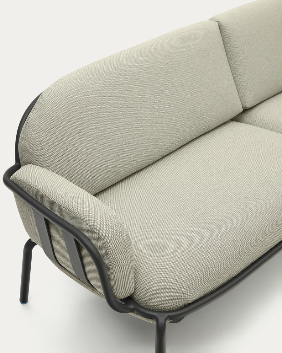 Joncols outdoor 3-seater sofa with beige upholstery and aluminium with grey painted finish 225cm
