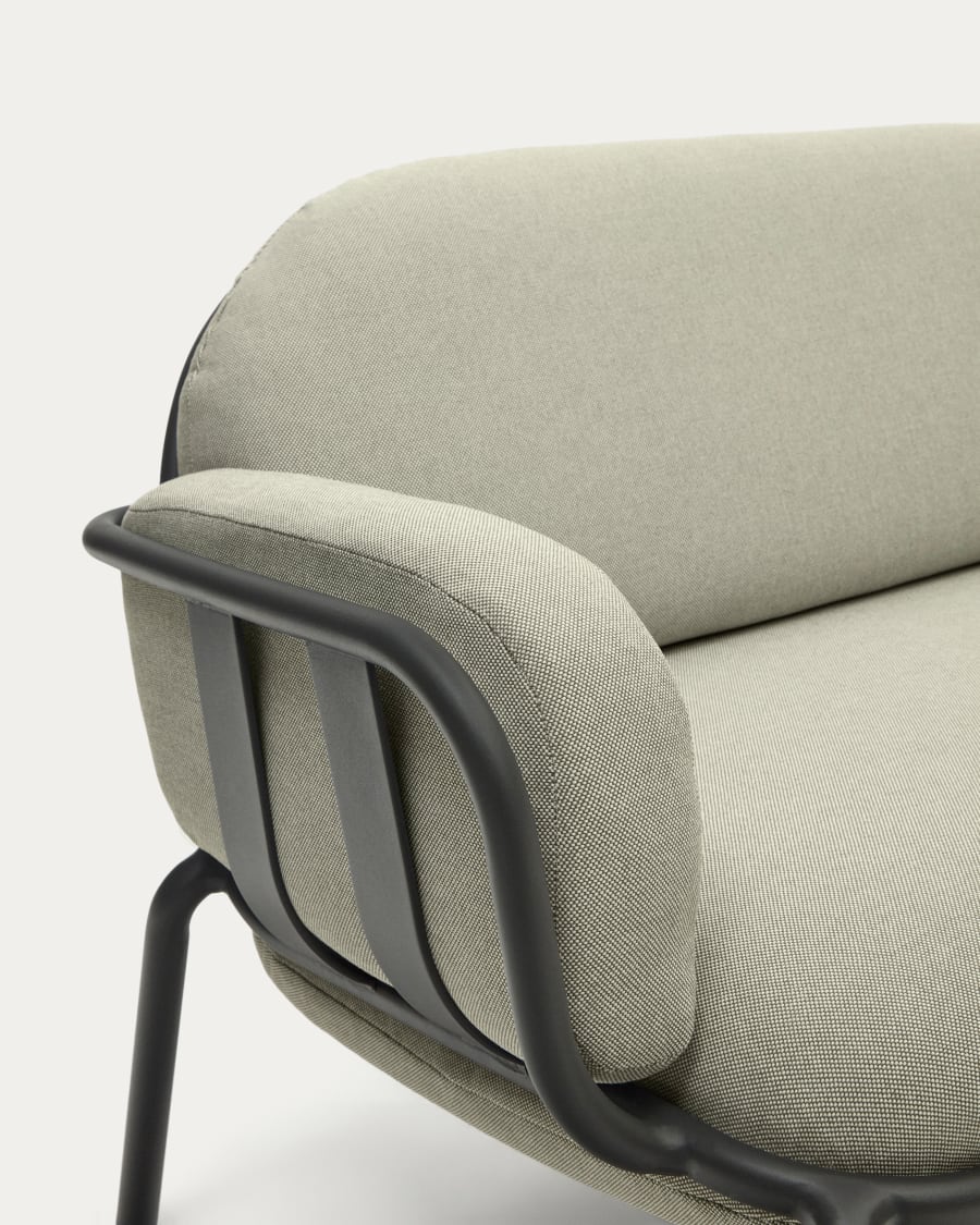 Joncols outdoor 3-seater sofa with beige upholstery and aluminium with grey painted finish 225cm