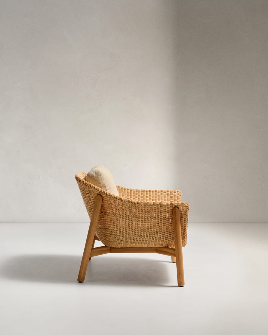 Galea armchair in FSC 100% solid teak wood and synthetic rattan