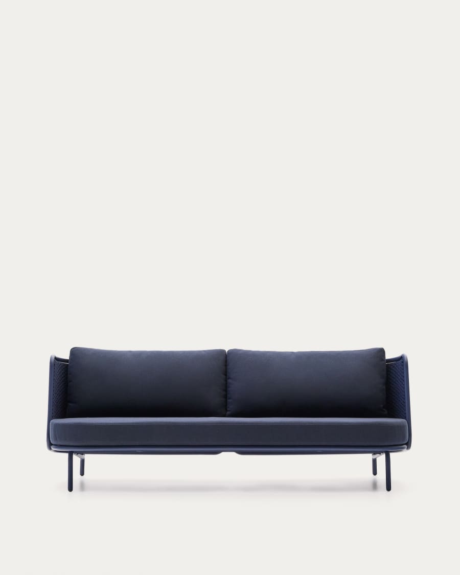 Sedalis outdoor 3-seater sofa in aluminium and blue rope cord 210cm