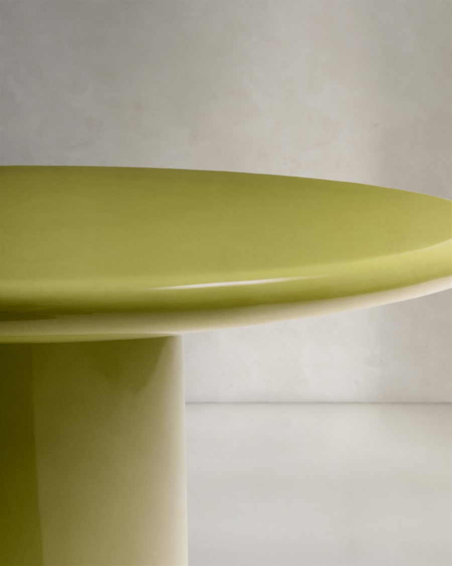 Albanella coffee table in cement with glossy green finish Ø65cm