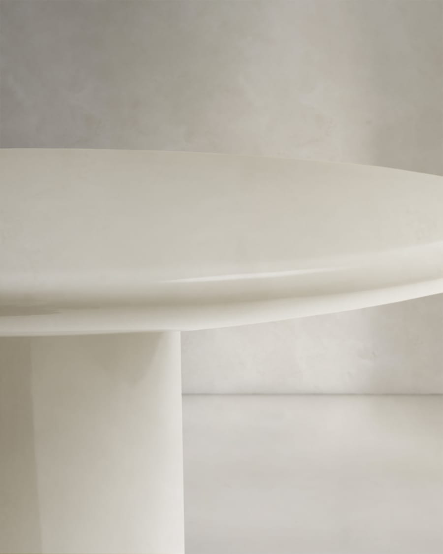Albanella coffee table in cement with glossy white finish Ø85cm