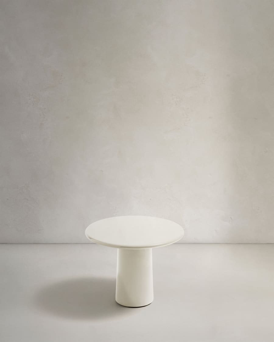 Albanella coffee table in cement with glossy white finish Ø65cm