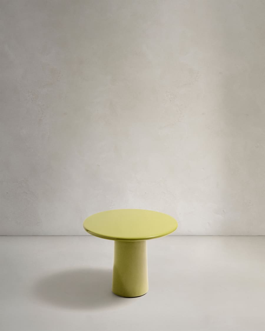 Albanella coffee table in cement with glossy green finish Ø65cm