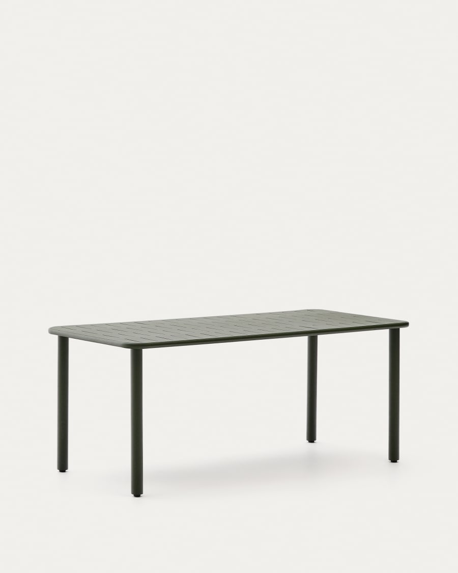 Brai outdoor table in green galvanised steel 180 x 90cm
