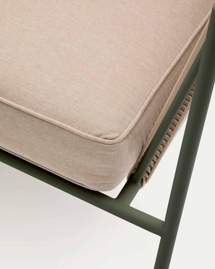 Zivia outdoor 3-seater sofa in ecru rope cord and green galvanised steel 178cm